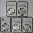 Lot 5 Morgan Silver Dollar $1 Mix Dates NGC MS 63 90% Silver