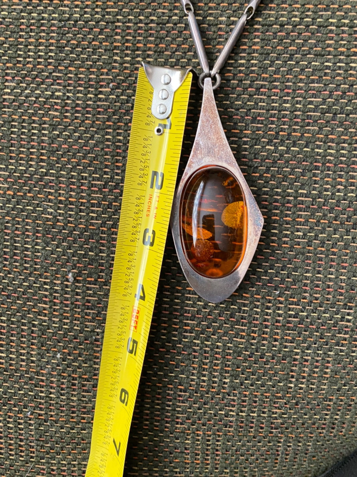 Large statement Sterling Silver Signed Baltic Amb… - image 4