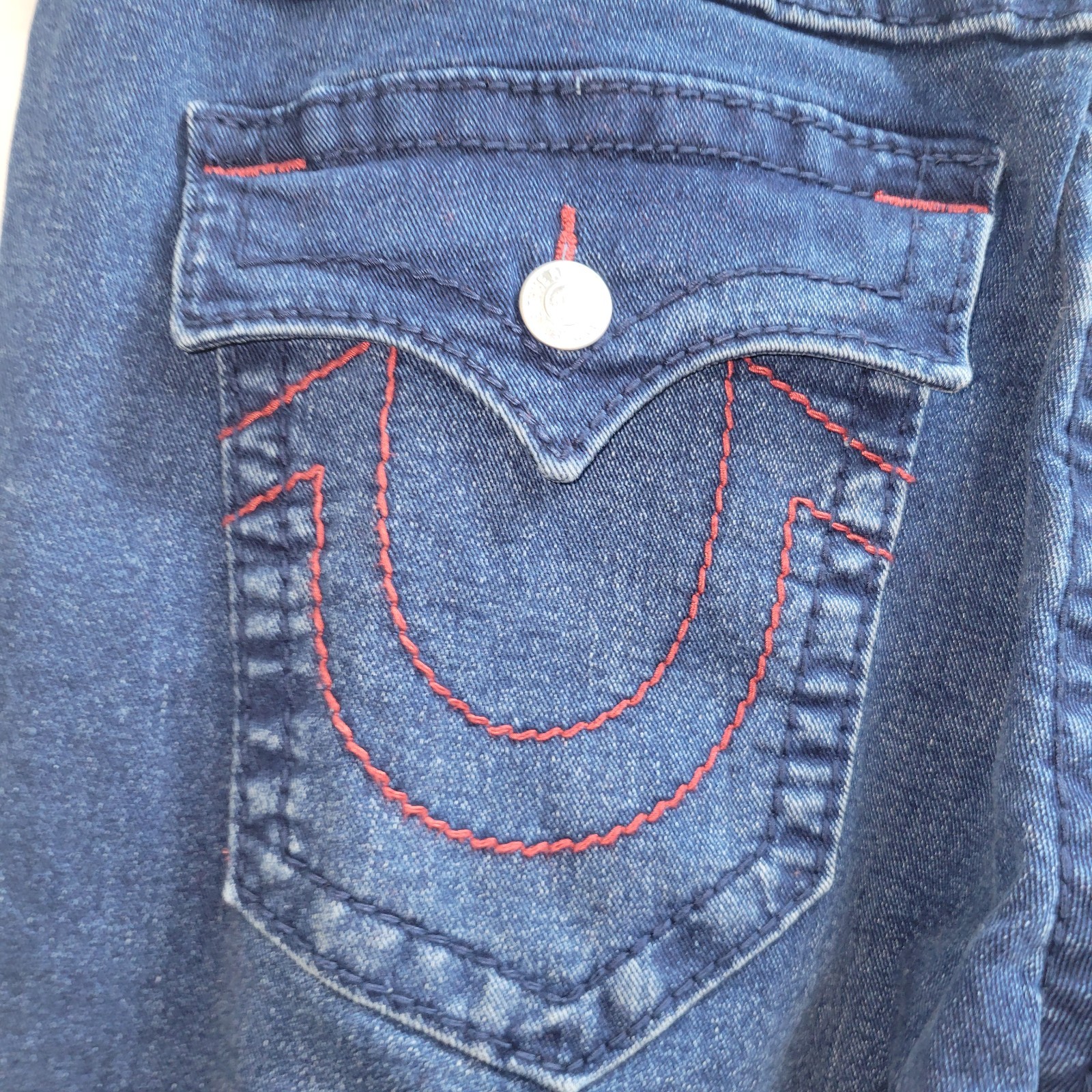 True Religion Geno Relaxed Slim Jeans Big T Flap Red Stitch Mens 36 x 30" NWT thumbnail 9