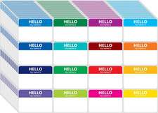 400 Pcs Name Tags Colorful Sticker-16 Colors 3"X2" "Hello My Name Is" Peel