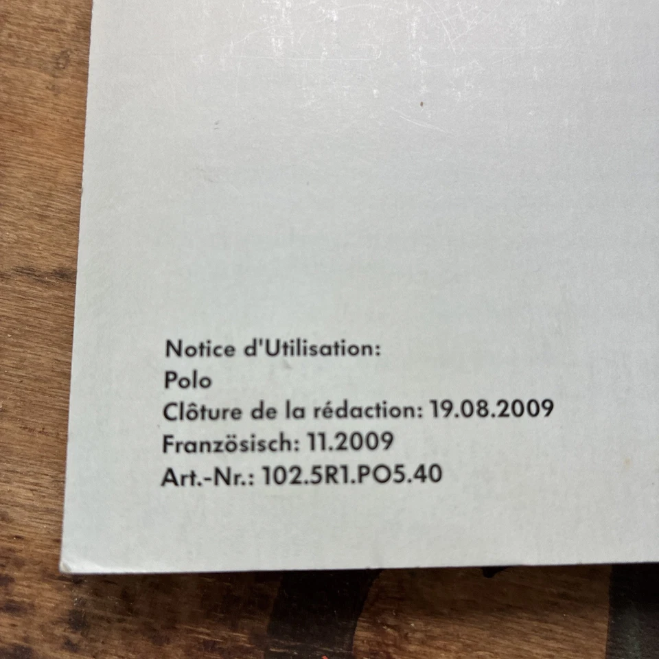 Notice d'utilisation Volkswagen Polo 08/2009 - Photo 2/3