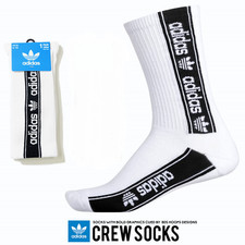 ADIDAS ORIGINAL'S LOGO STRIPE CREW SOCKS SIZE 6-12 NEW/W TAGS WHITE / BLACK