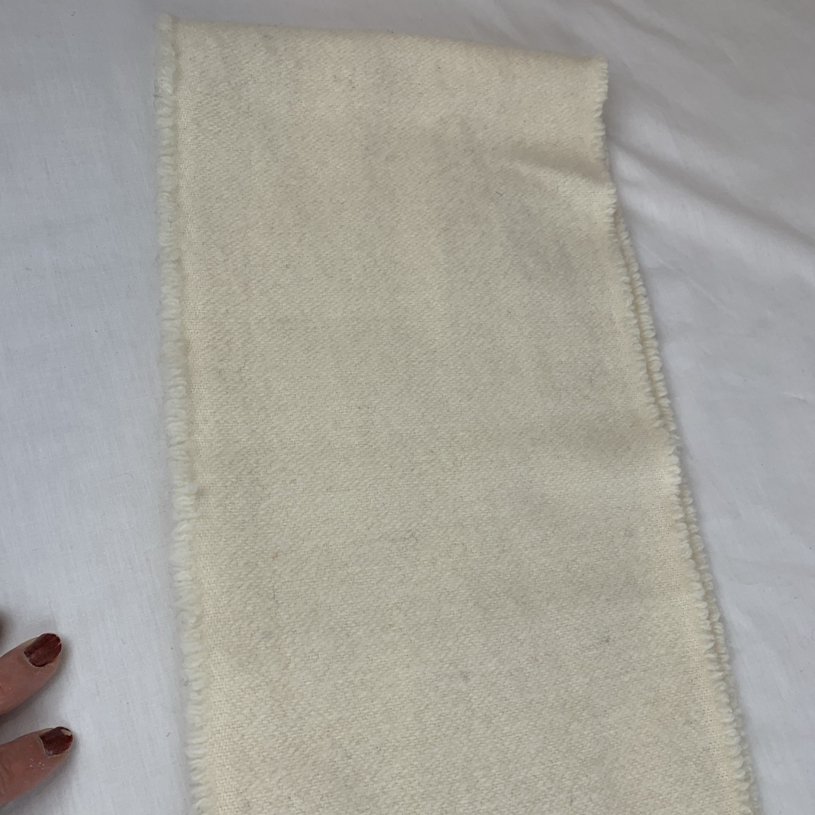 Faribault Woolen Mill Wool Scarf Striped Revival Off White With Red, Gold, Navy thumbnail 10