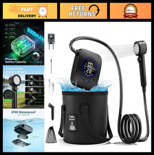 8000mAh Rechargeable Portable Camping Shower Pump, 5 Gallon Bucket, LED Display