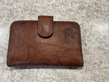 Vintage Buxton Brown Cowhide Leather Credit Card Wallet Snap Closure