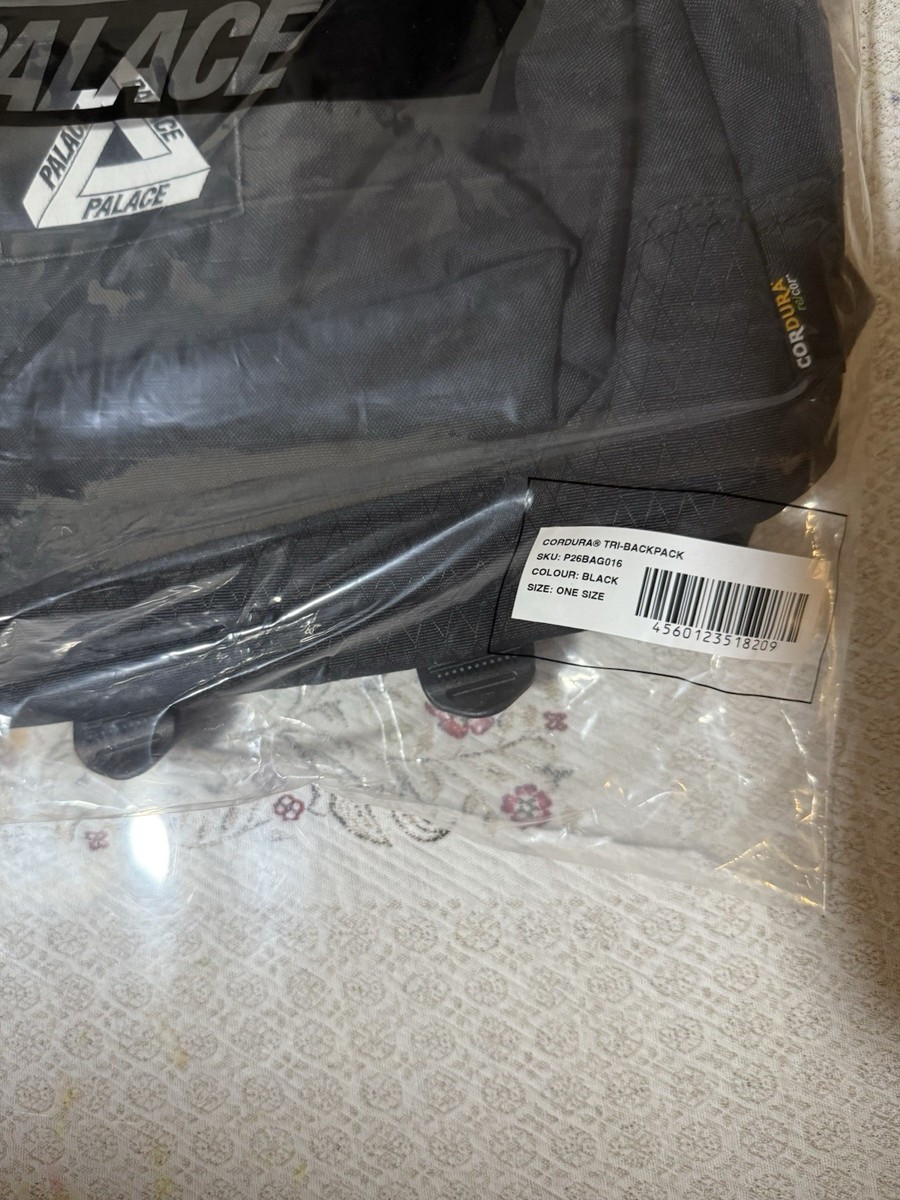 PALACE CORDURA TRI-BACKPACK Black Tri-Ferg Patch Logo Nylon Shell