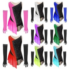 Kids Girls Leotard Cha-Cha Latin Mesh Dancewear Sleeveless Costume Ballroom