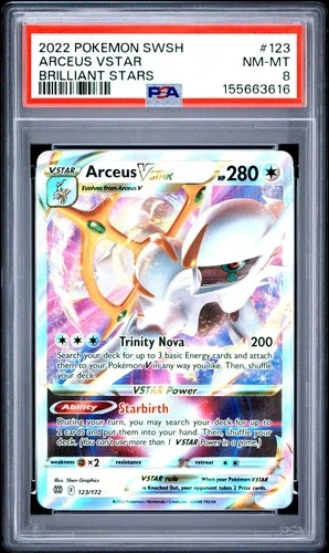 2022 POKEMON SWORD & SHIELD BRILLIANT STARS #123 ARCEUS VSTAR PSA 8