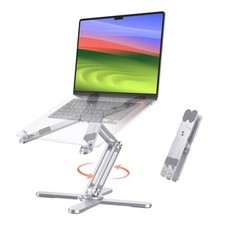 LA10 360 Rotating Laptop Stand Riser for Desk, Ergonomic Foldable Silver