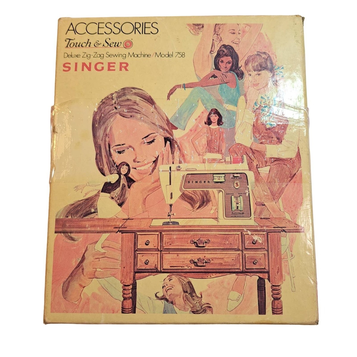 Vintage 70s Singer Zig Zag Sewing Machine Model 758 Accessories