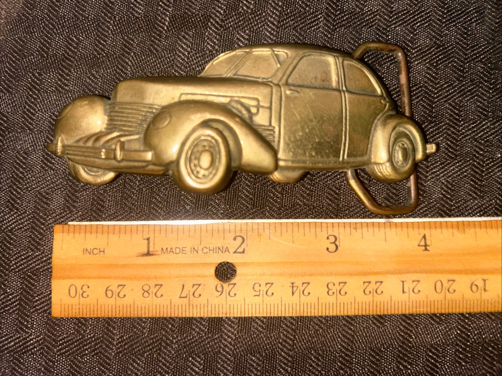 Solid Brass Baron Buckle Rare 1936 Cord Model 810… - image 3