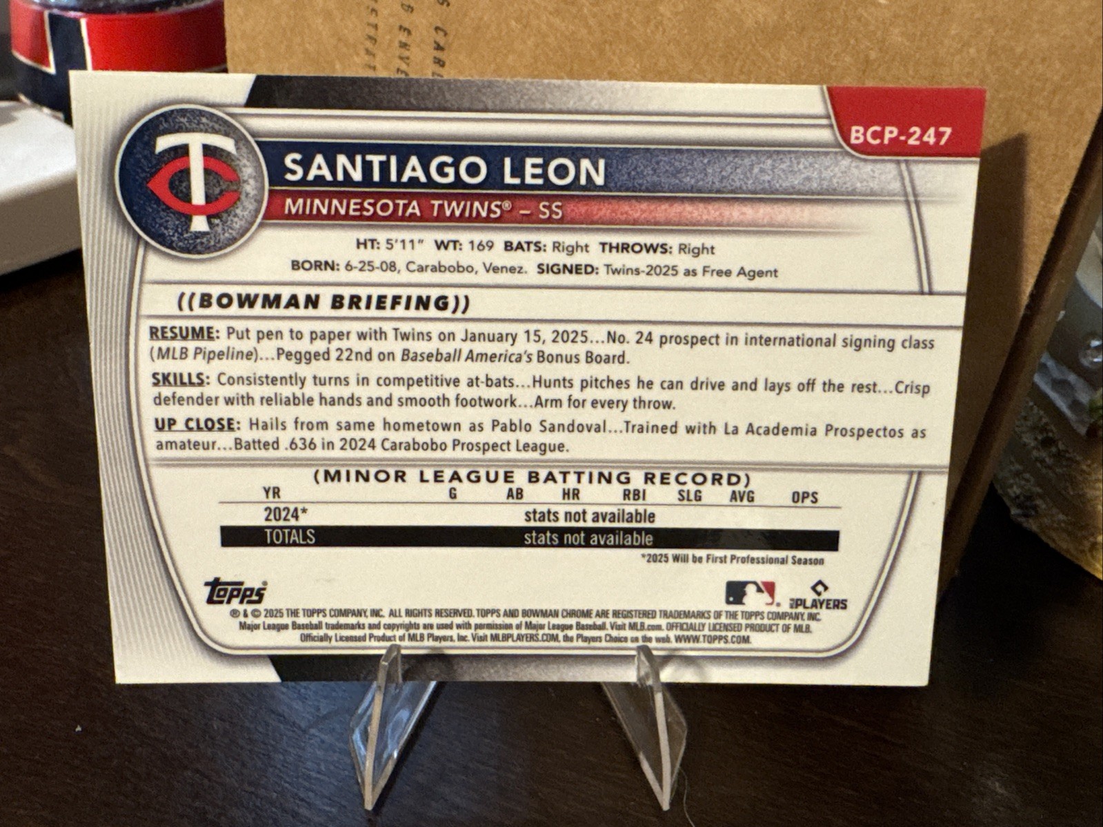 2025 Bowman Chrome-Santiago Leon 1st Bowman Steel Metal Mojo  /100 *Misprint!* view 5