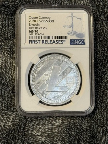 CRYPTO SILVER - 2020 Chad 1oz Litecoin LTC Coin First Release NGC MS 70 -rare-