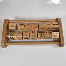 Vintage Wooden Block Baby Toy Alphabet Pictures