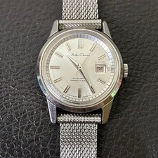 Seiko Chorus 1966 Vintage Hand-Wind Wristwatch Date Silver Dial Mesh Band