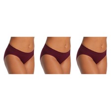 3 Pack Vanity Fair 18217 Seamless Bikini Panties No Pinch No Show Maroon NWT