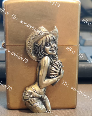 1 piece Brass Sexy and Happy Cowgirl Badge DIY lighter sticker