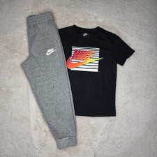 Nike Short Sleeve T-Shirt  Jogger 2 Piece Outfit Set Black/Gray Size 6 Boys NWT