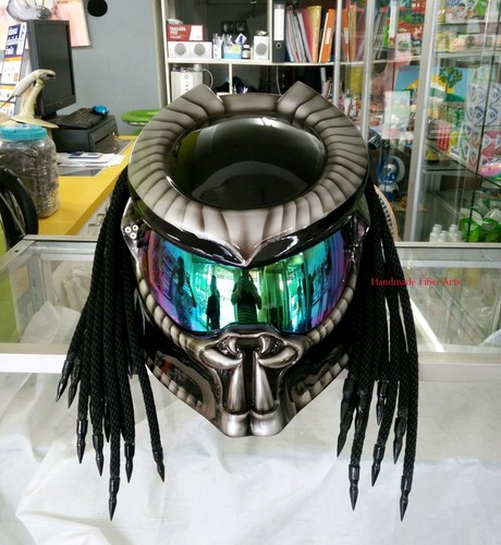 Casque Moto Demi Predator Personnalisé – Rouge/gris, Fibre De Verre, DOT/ECE