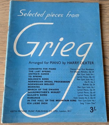 GRIEG AUSGEWÄHLTE STÜCKE KLAVIER NOTENBUCH (1962) HARRY DEXTER ENGLAND