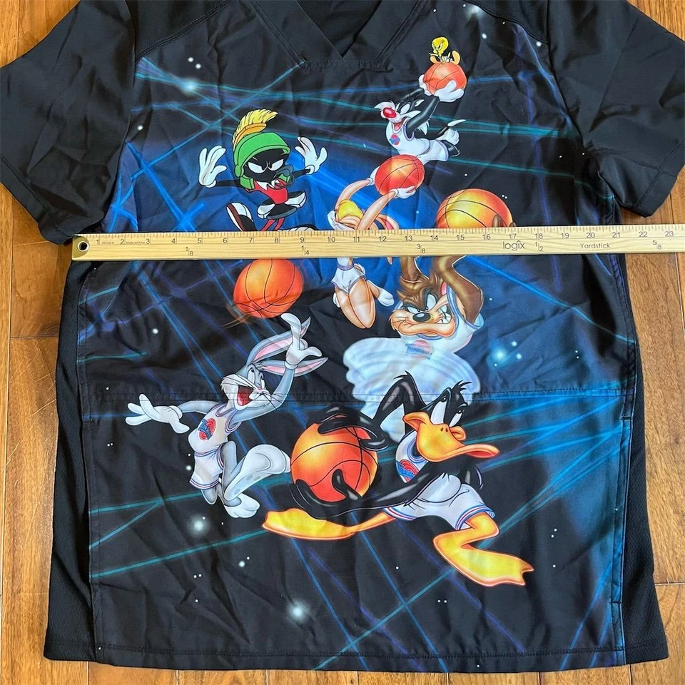 Spacejam Unisex Space Jam Tooniforms V-Neck Scrub Top Size L Multi-Color - Image 4 of 4