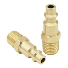 Air Hose Fittings 10 Piece 1/4 inch NPT Male Thread Air Plug Solid Brass