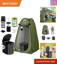 Portable Toilet Kit with Pop-Up Privacy Tent & Lantern for Camping Convenience