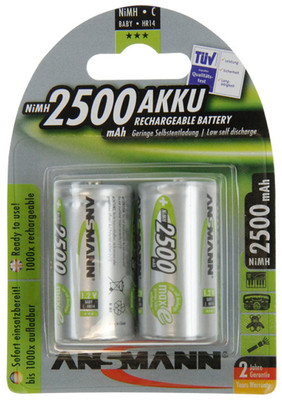 2x Ansmann Baby C Akkus 2500mAh 1,2V 