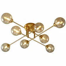 LED Cognac Glass Chandelier Lamp Restaurant Room Bedroom Ceiling Light Fixtures