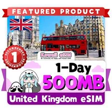 United Kingdom eSIM 1-Day Plan | Instant Activation | Trial Price for Travelers