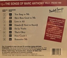 1466 MARC ANTHONY   POCKET SONGS KARAOKE CDG  LOT MI
