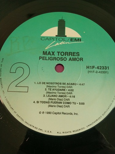 Max Torres en Peligroso Amor CAPITOL EMI H1F-42331 sehr guter Zustand + LP #1488 - Bild 3 von 6