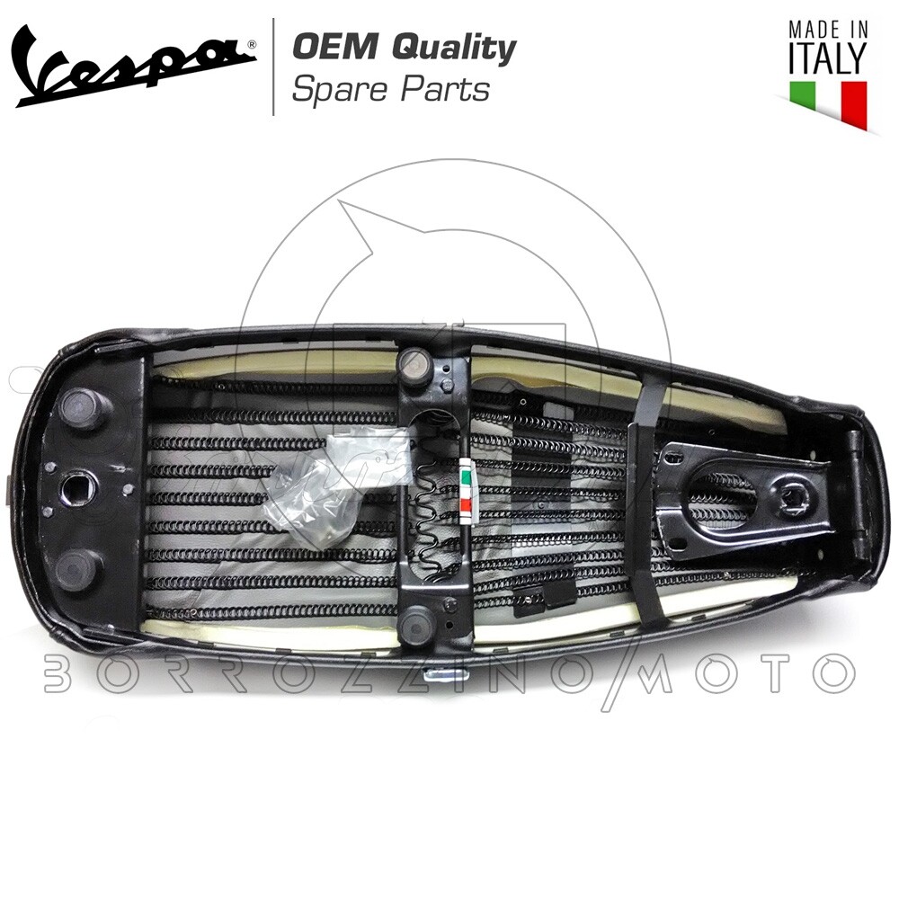 SELLA NERA CON TELAIO IN FERRO E MOLLE VESPA PX 125 150 200 MADE - Foto 3
