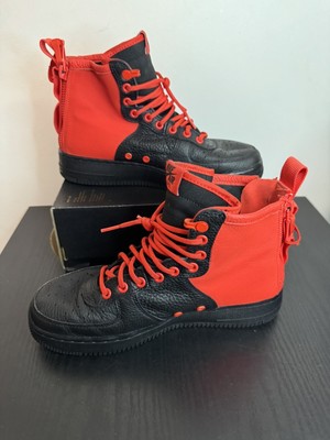 sf air force 1 mid habanero red black