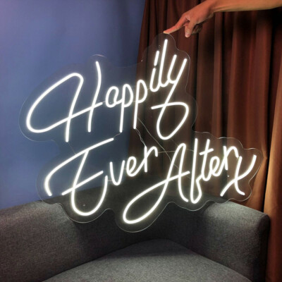 LED Happily Ever After Neon Light Sign Wedding Party Wall Hanging Artwork Gift