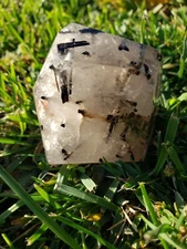 Natural black Tourmaline Rutilated Quartz Rainbows Phantom Free Form, 144g