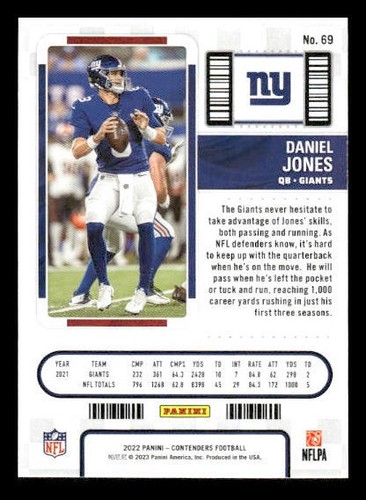 2022 Panini Contenders #69 Daniel Jones New York Giants - Picture 2 of 2
