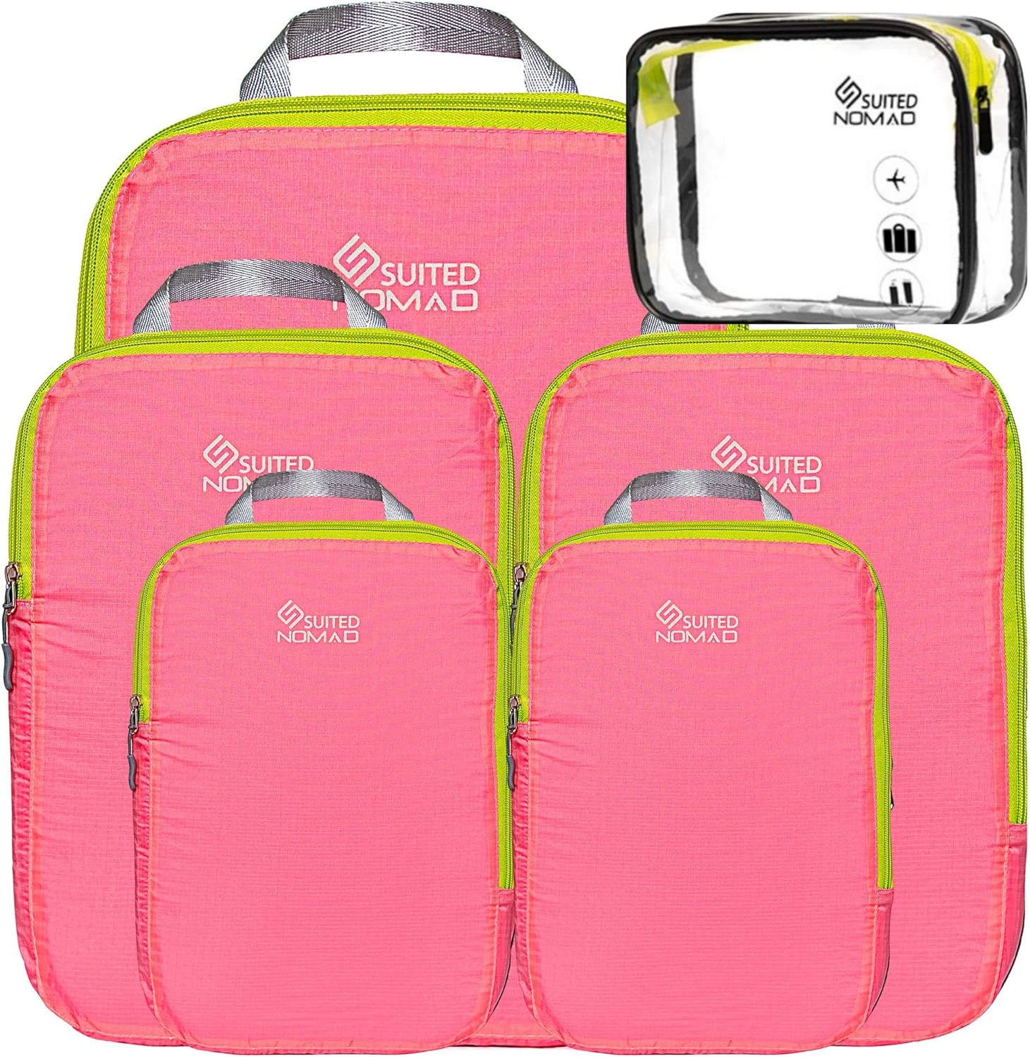 Compression Packing Cubes Set,Ultralight Travel Organizer Bags, Pink Rose-image