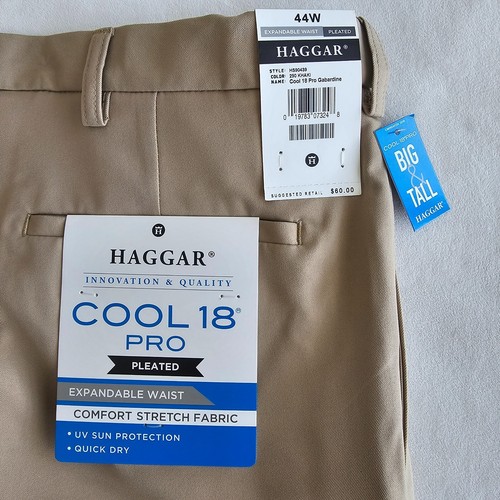 Haggar Cool 18 Pro Size 44 Beige Khaki Tan Pleated Front Pockets Golf Shorts NWT - Picture 8 of 13