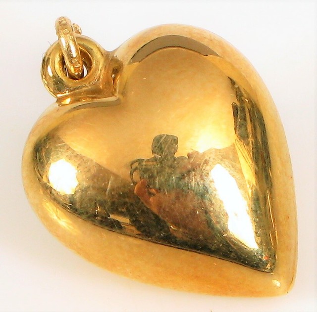 VINTAGE DESIGNER SIGNED JACMEL MAURITIUS JCM 14K YELLOW GOLD HEART