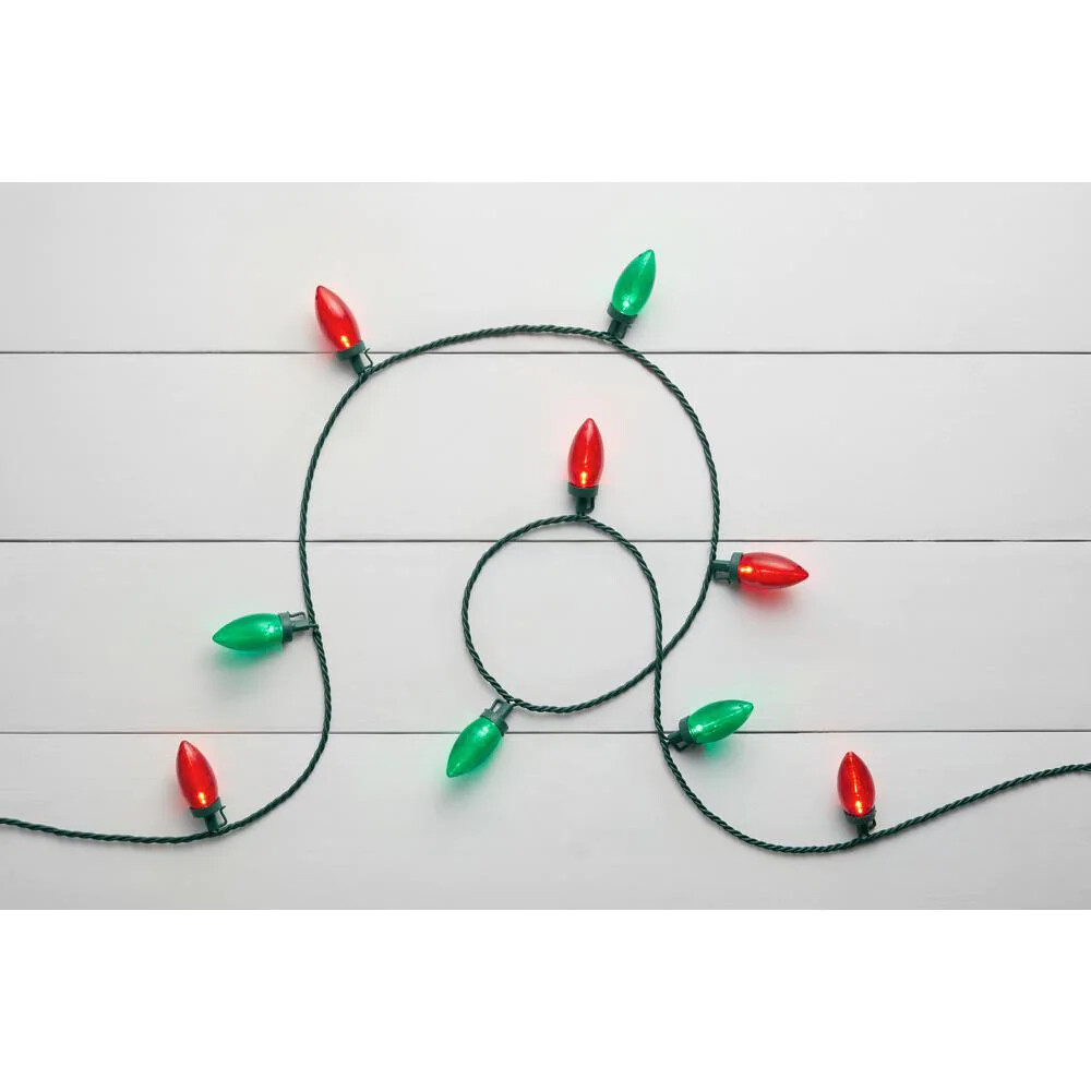 100Light Smooth LED C9 Super Bright Red and Green Christmas Lights on