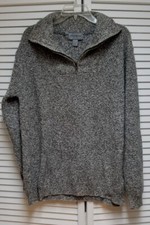 Vintage Eddie Bauer Men's Taupe/Gray Marled Knit 1/4 Zip Sweater Sz M USA Made