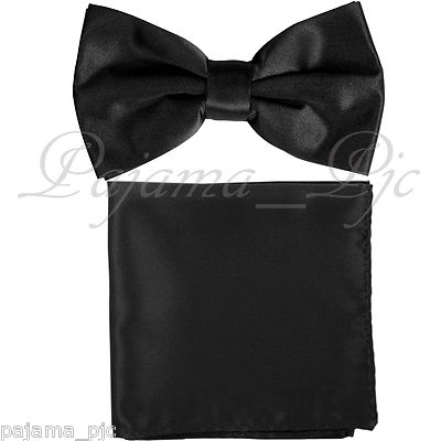 Black & White Pre-Tied Bow Tie, Pocket Square, and Cummerbund Set | In
