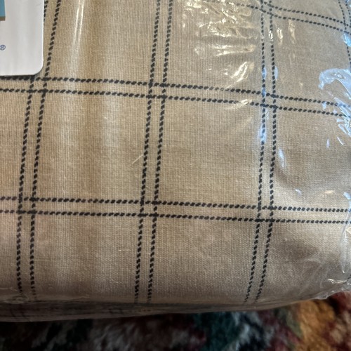 VTG Martha Stewart Everyday Twin Sheet Set 200 Ct Check Tan Fitted Flat Pillow - Picture 4 of 5