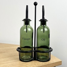 225ml Olivenöl und Essig Flaschen Spender Ausgießer Set Gewürz Caddy Halter