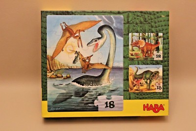 3 HABA Puzzles - Dinosaurs - 12, 15 and 18 Pieces, from 3 Years
