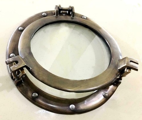 Antique Finish Nautical Maritime Décor Ship Cabin Window 17" Porthole Mirror - Picture 5 of 6