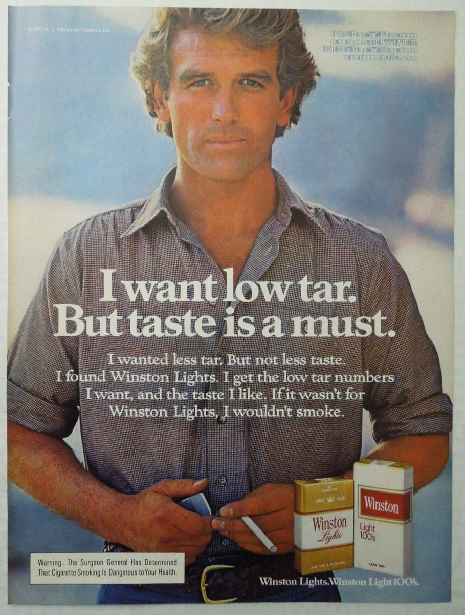 1978 WINSTON LIGHTS & WINSTON LIGHTS 100 s Cigarettes Magazine Ad