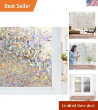 Rainbow Stained Glass Window Privacy Film - UV Blocking Static Cling 23.6"x78.7"