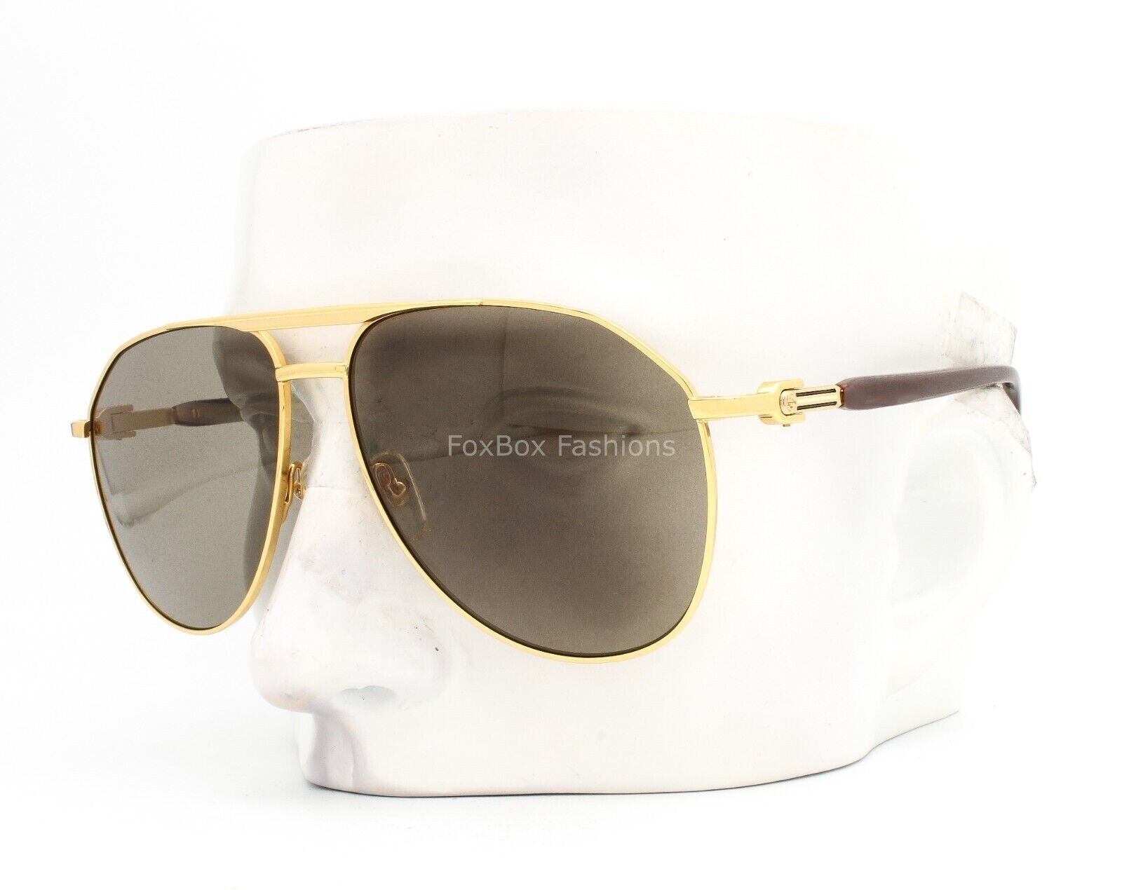 Gucci 59MM Aviator Sunglasses Gold Brown for Men with Case-image